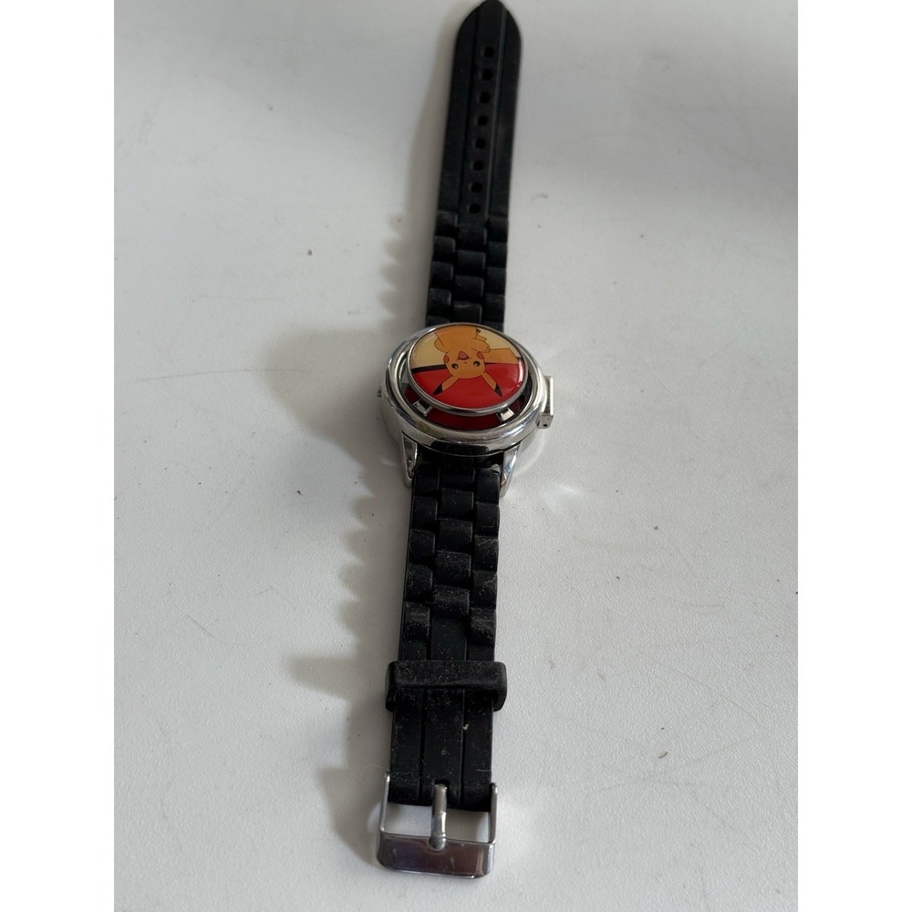 Pokemon Pikachu Pokeball Spinner LCD Wrist Watch Kids Wristwatch boy girl,